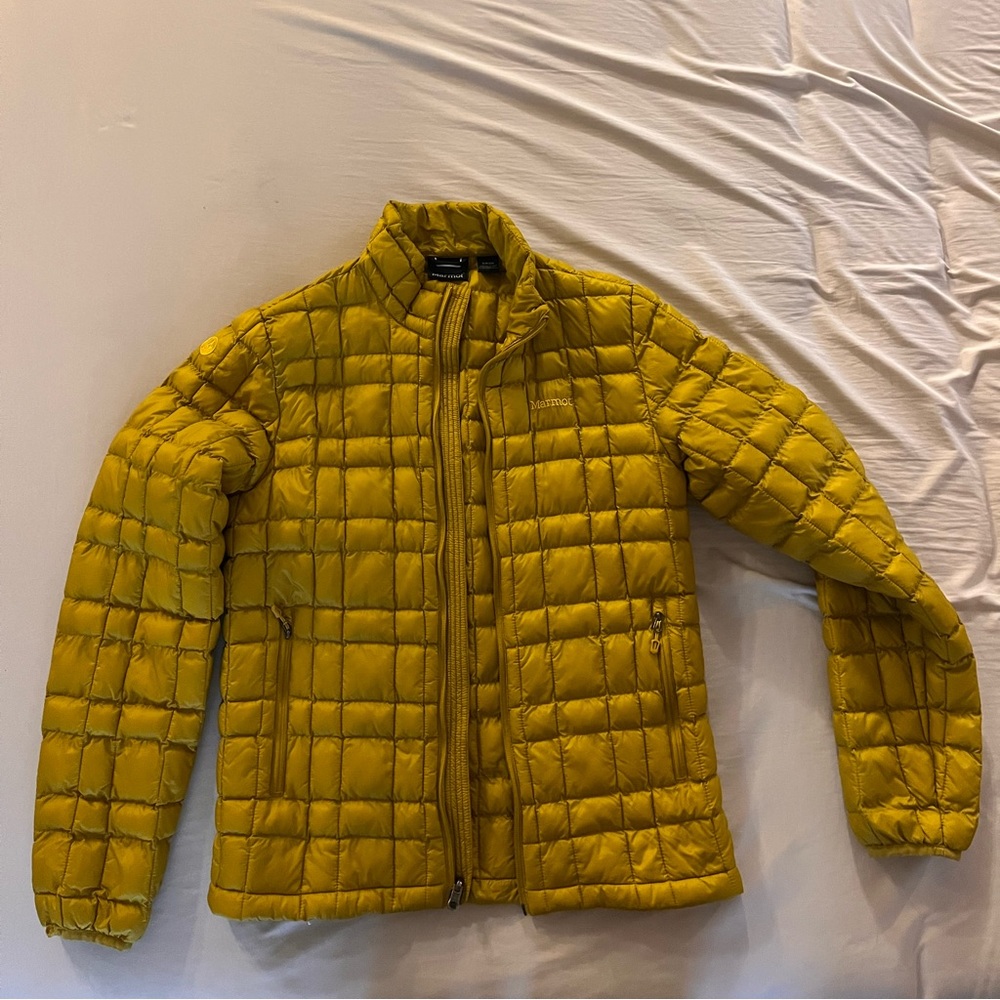 Marmot Men's Mustard Yellow Quilted Puffer Jacket